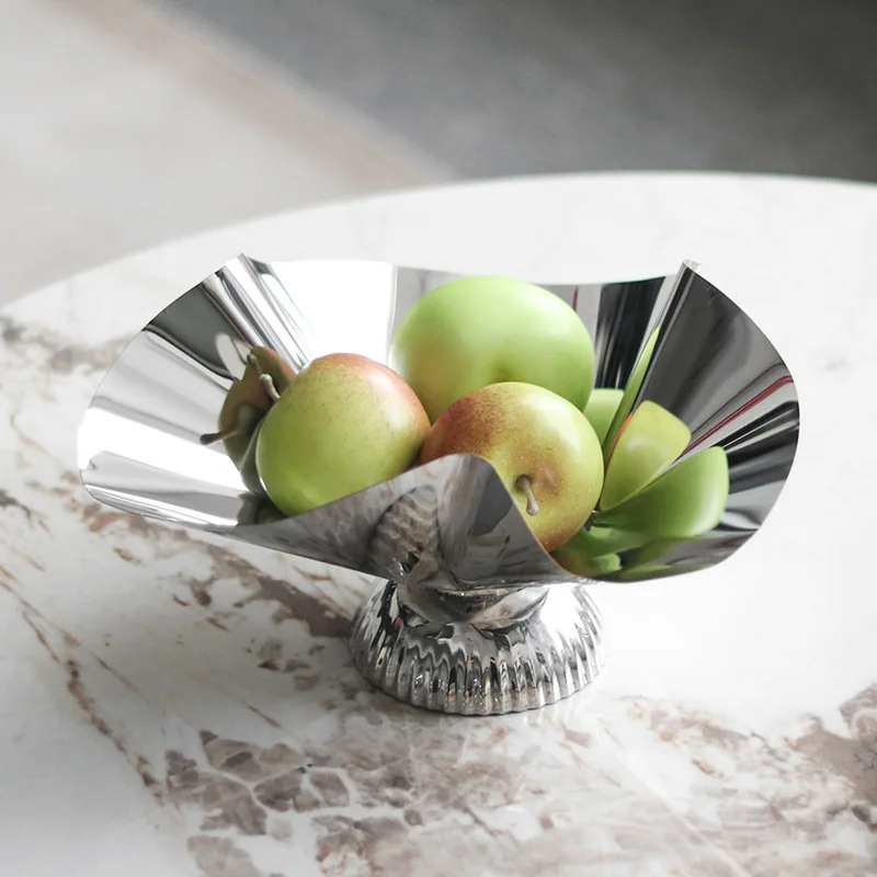 Modern Art Petal Pleated  Steel Tableware, Fruit Plates, Bread Plates, Food Storage Trays, Living Room Decorations