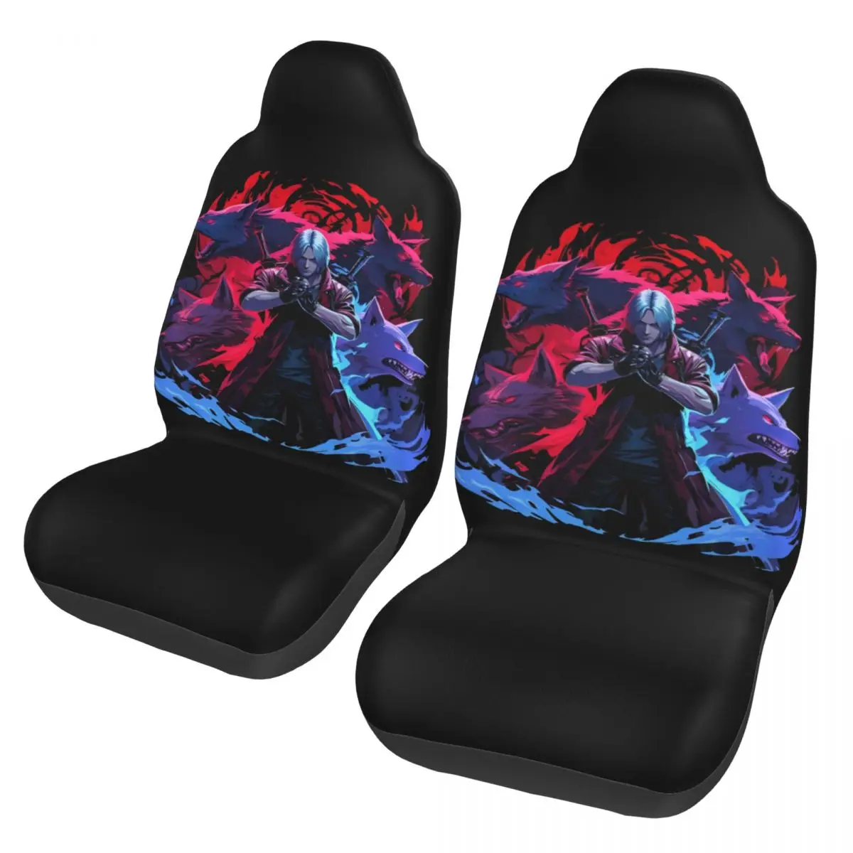 Devil May Cry Game Universal Car Seat Cover Protector Interior Accessories Women Front Rear Flocking Cloth Cushion Hunting