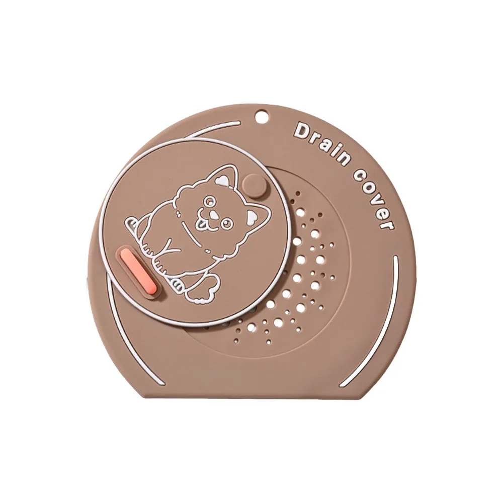 Silicone Floor Drain Cover Cartoon Dog Anti-insect Sewer Filter Pad Anti-odor Anti-blocking Kitchen Sink Seal Mat
