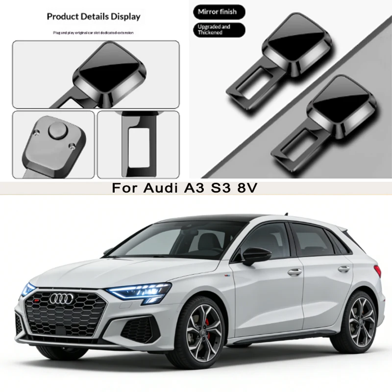 

for Audi A3 S3 8V Car Seat Belt Clip Extender Safety Seatbelt Lock Buckle Plug Thick Insert Socket Extender Safety Buckle
