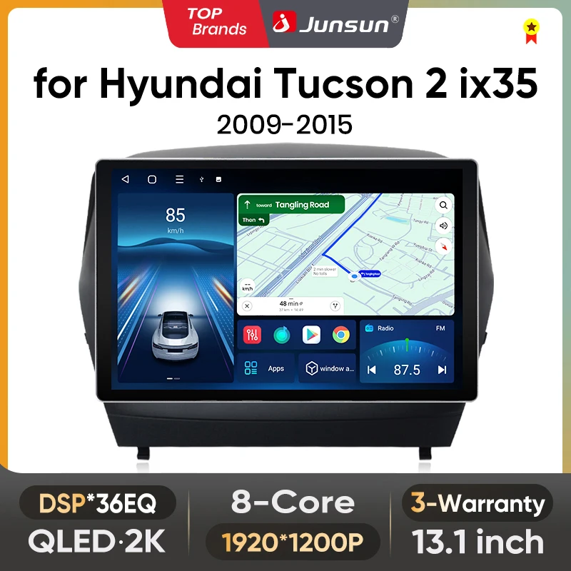 Image of Junsun 13,1 Zoll QLED Android Wireless CarPlay Auto Autoradio für Hyundai Tucson 2 ix35 2009–2015 Intelligente Systeme DSP SWC