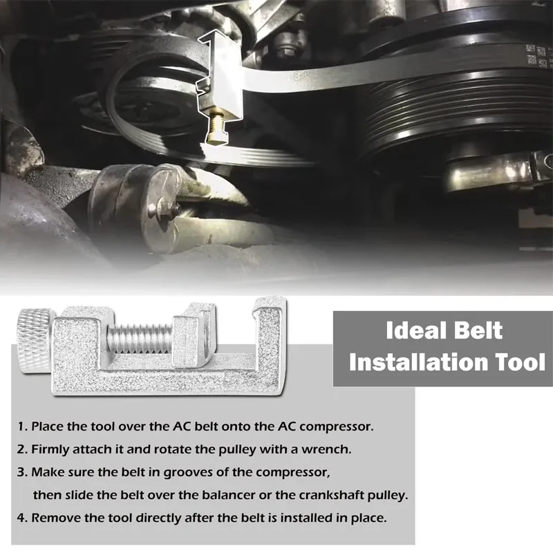 YMT A/C Belt Installation Tool Fit for BMW N62 Engines,3458 A/C Compressor Drive Belt Quick Installer Replace 641040, 8380049451