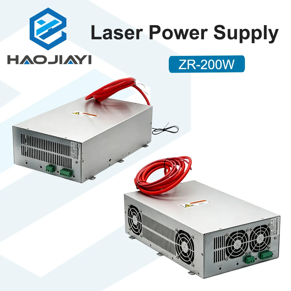 ZR-200W 200W CO2 Laser Power Source 180-220W Glass Laser Tube Power Supply for Engraving Cutting Machine 2-Year Warranty