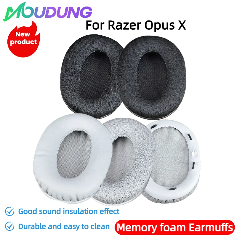 

MOUDUNG Soft memory foam Protein Leather /Mesh Ear Pads Compatible For Razer Opus X Headset Earmuffs Repairing Parts