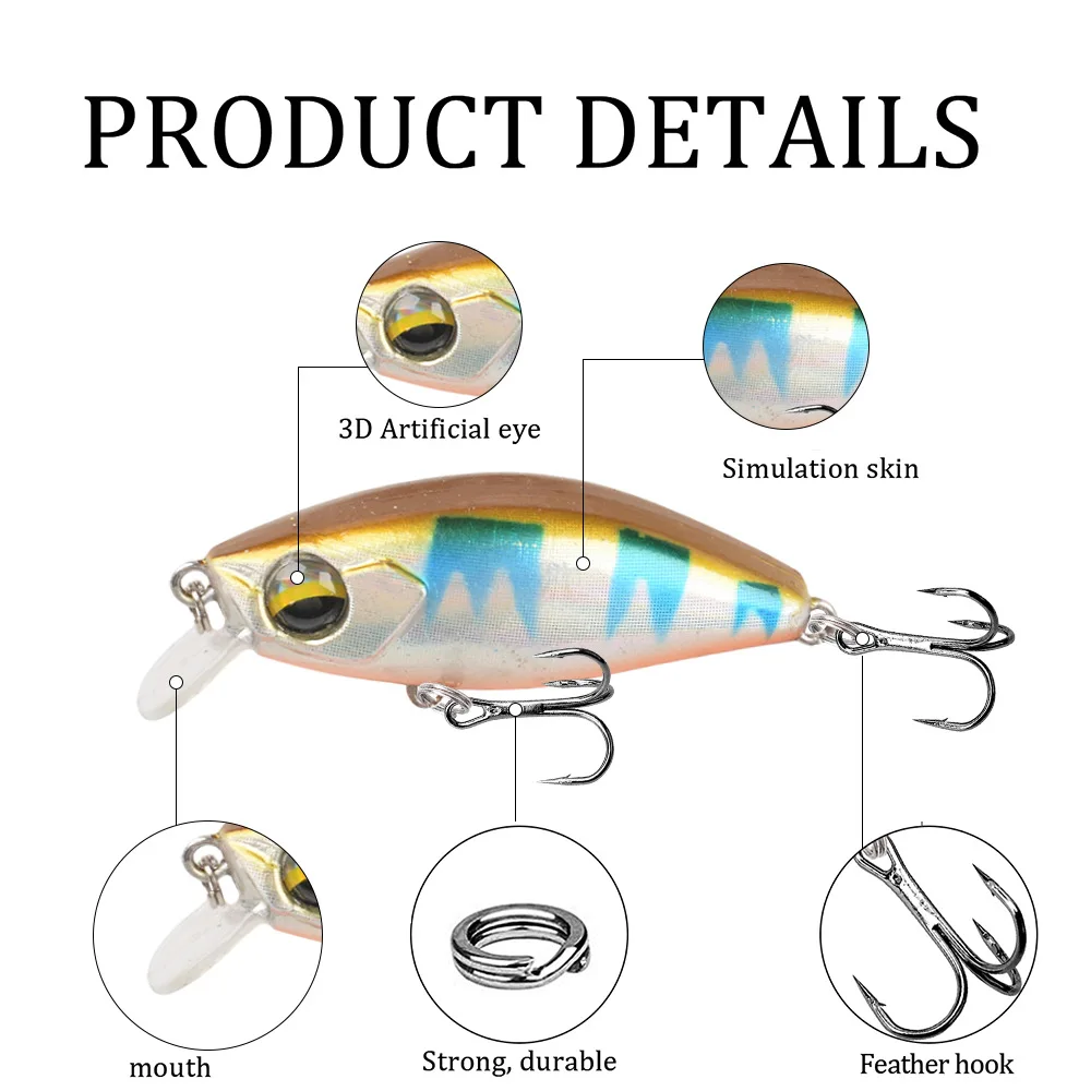 1Pcs Fishing Lures Minnow Sinking Wobbler Fishig Carp Bait Hard Bait 5cm 5g Artificial Crankbait Jerk Bait Pesca Fishing Tackle