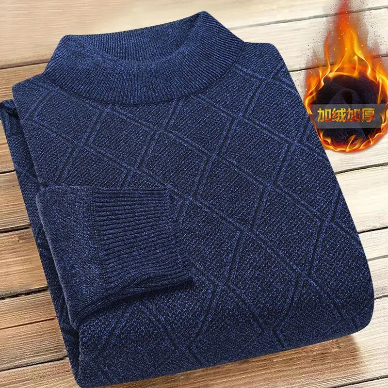 Herbst Winter Warme Pullover Männer Pullover Fleece Dicken Strick Jumper Runde Hälse Lange Ärmel Lässige Strickwaren Pullover Männer