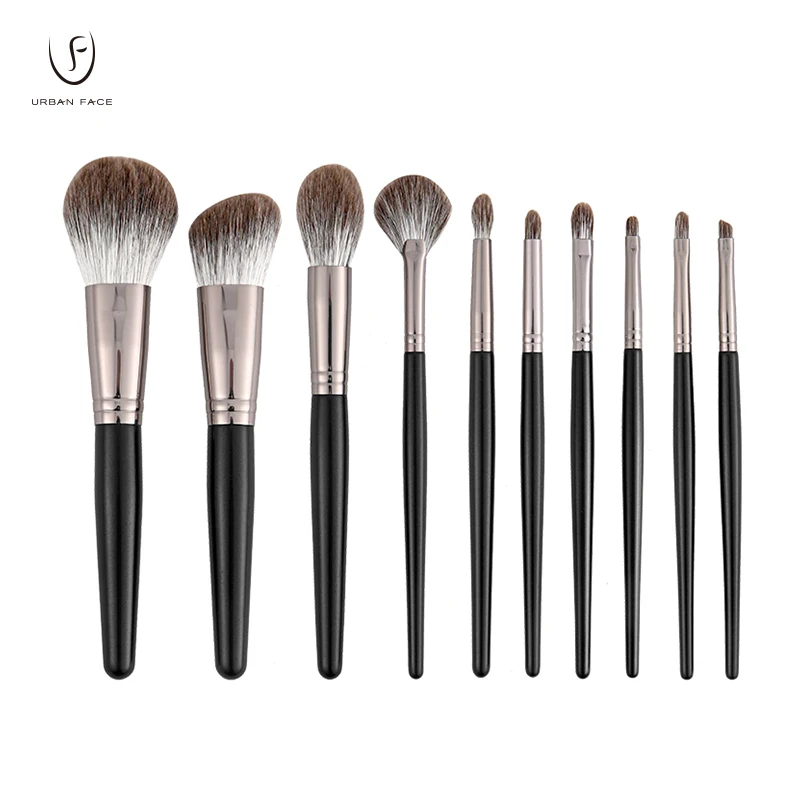 Natural Bristle 10Pcs Makeup Brushes Sets High-end Animal Fox Fur cosmetics powder crease blush eyeshadow lip conceacler brush