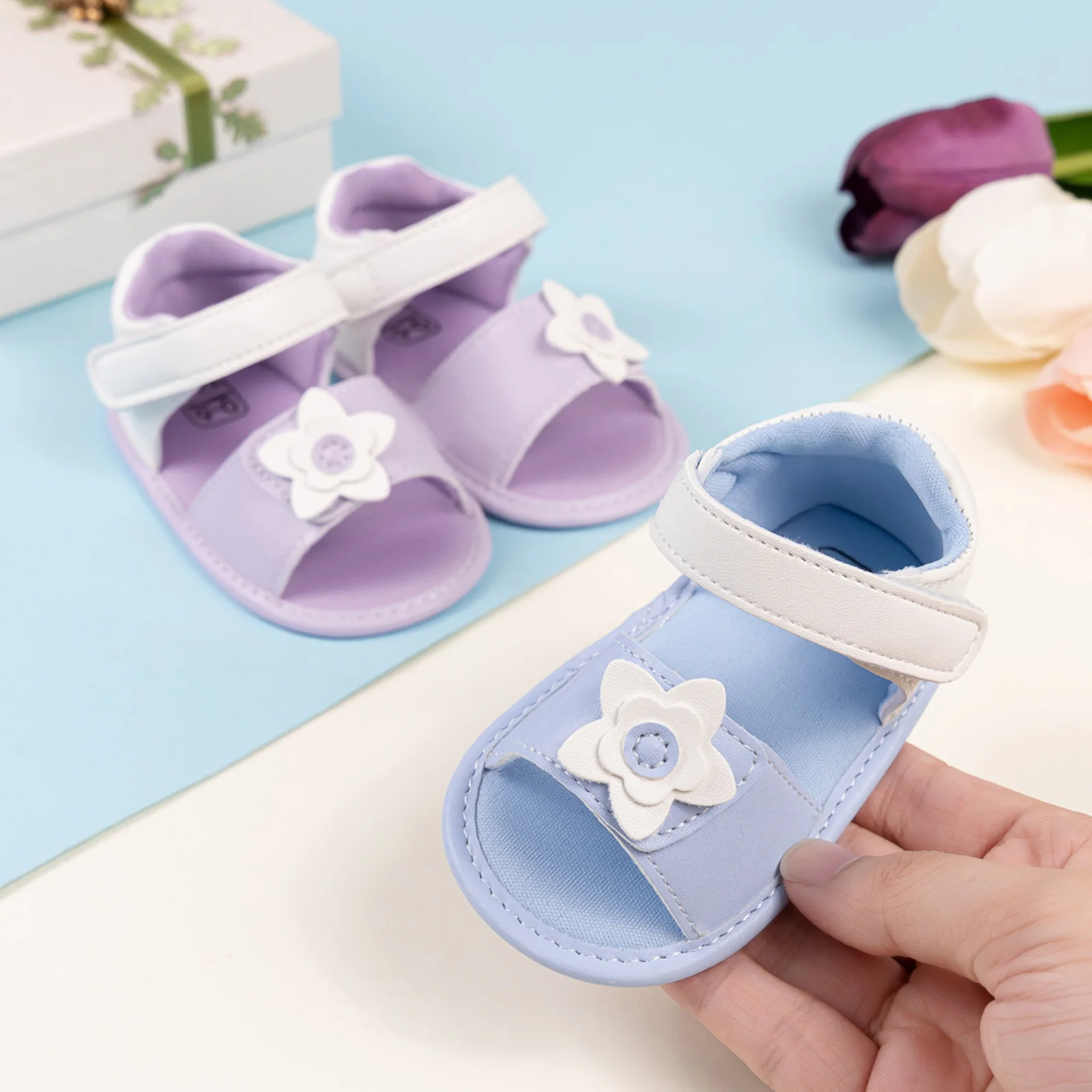 Baby Girl Sandals Flower/Butterfly Open Toe Non-slip Soft Sole Walking Shoes Cute Summer Shoes