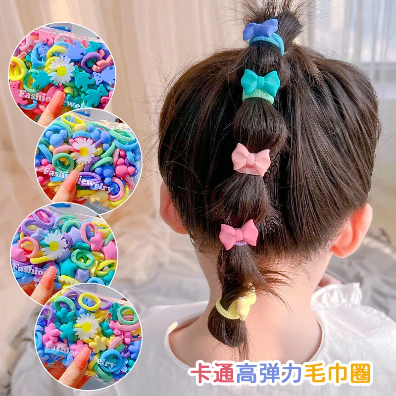 20PCS Rubber bands children\'s hair accessories Elastic rope for girls hair ties Summer Sweet Cute Ponytail Scrunchies Ties Holde