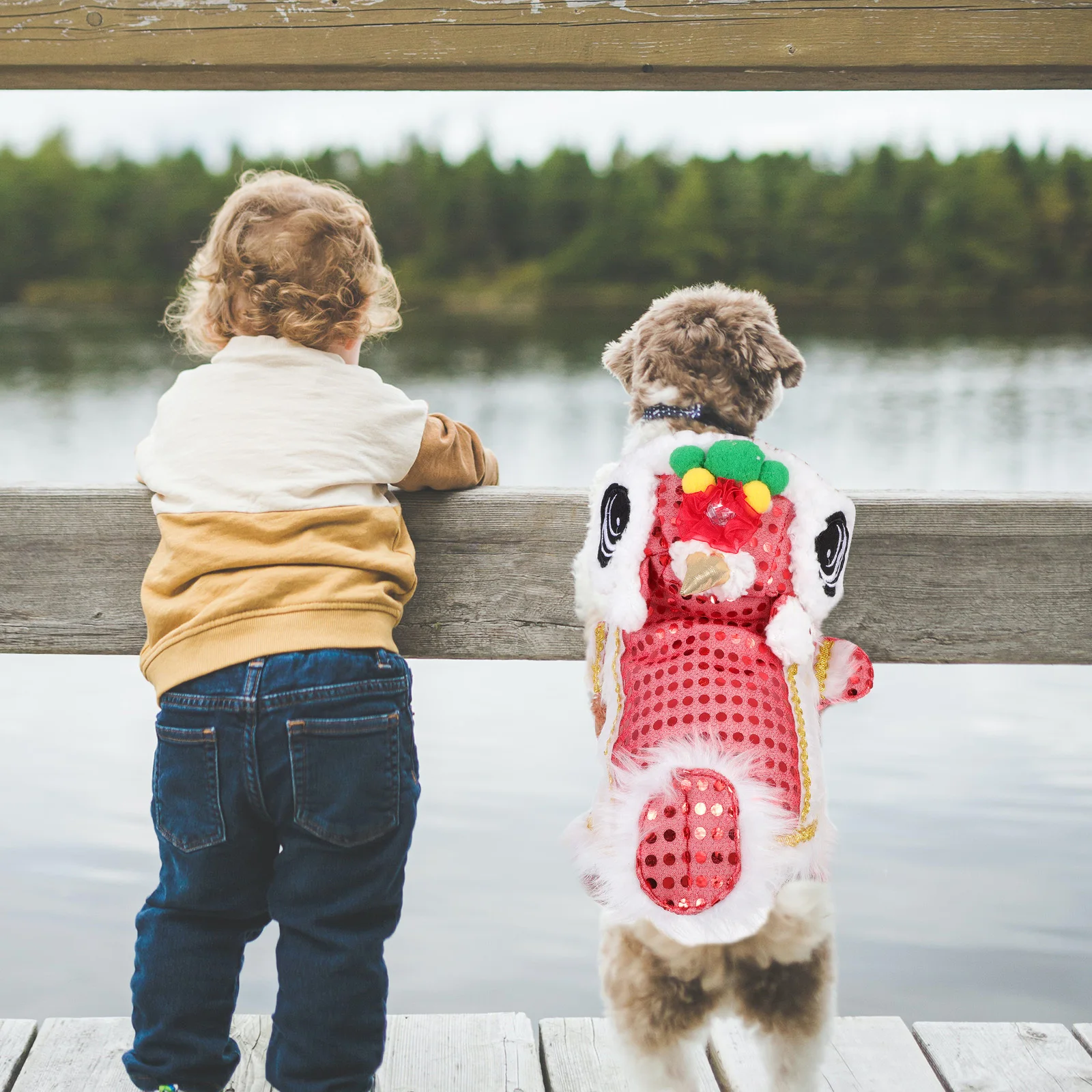 

1pc Dog Costume Premium Polyester Pet Festival Outfit Puppy New Year Apparel Party Wear Dog Clothes Pet Supplies