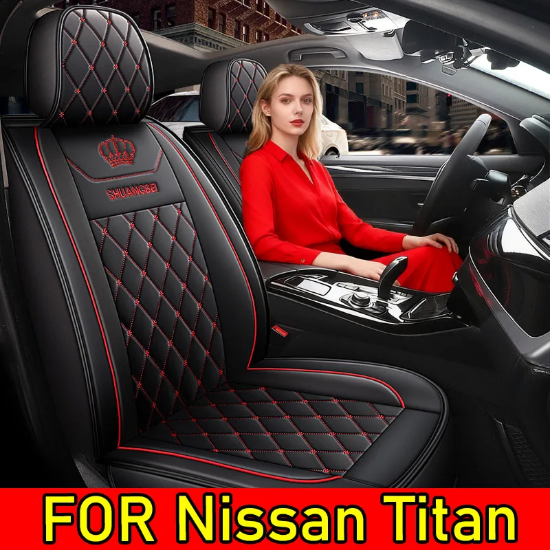 

Чехол на автомобильное сиденье Nissan Titan, износостойкий, водонепроницаемый, из искусственной кожи, с вышивкой в виде короны, полный чехол на сиденье