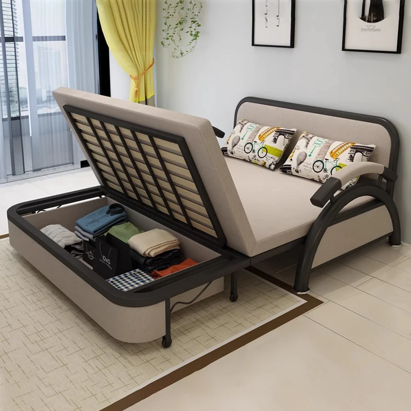 Full Lazy Folding Sofa Bed 2 Person with Storage Sitting Room Sofas Armchair Nordic Comfortable Soft Furniture