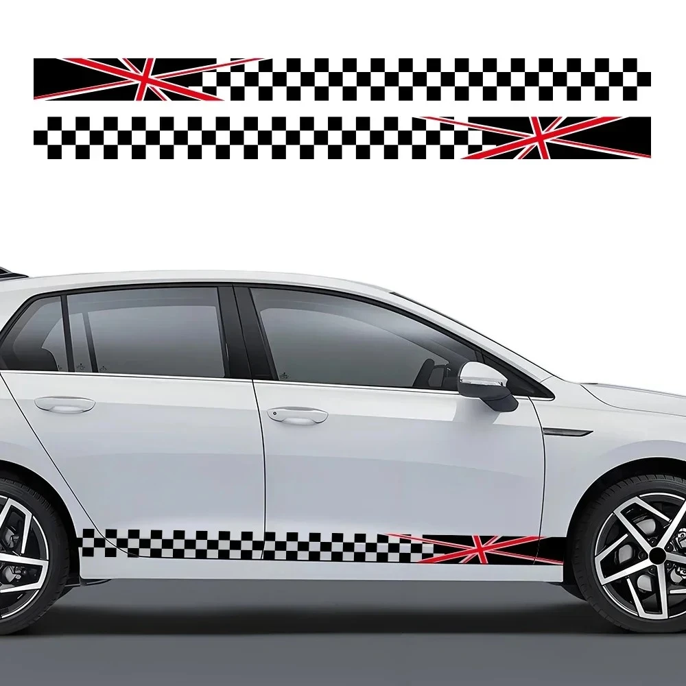 2PCS Car Stickers England Stripe Graphics Car Door Side Skirt Decals Car Body Decoration Stickers For Volkswagen VW Golf 7 MK7