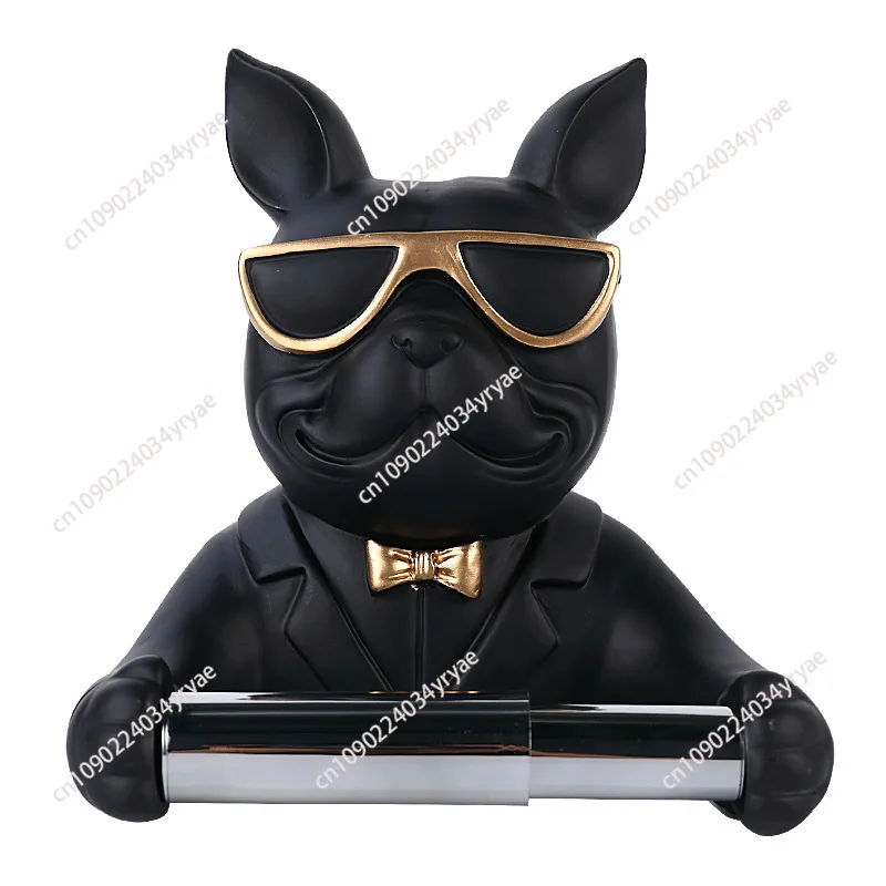 

Big Mouth Bulldog Toilet Tissue Holder Creative Modern Resin Paper Roll Holder Without Punching Wall Shelf Bathroom Accessories