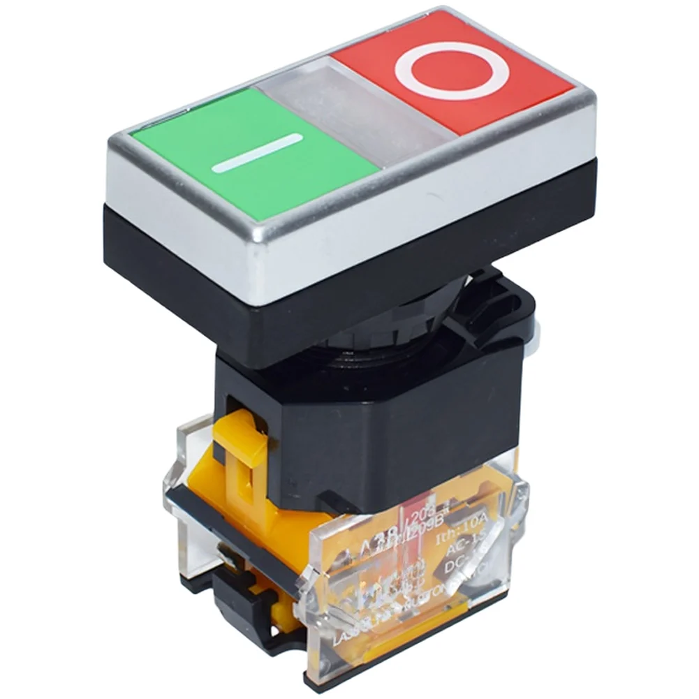 Dual Button Pushbutton Switch LA38 11D RG with LED Indicator 440V 40C to 85C Operating Temp for Industrial Use