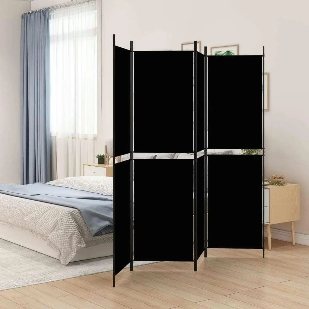 

78.7x78.7 Black 4-Panel Fabric Room Divider - Stylish Screen for Home Decor