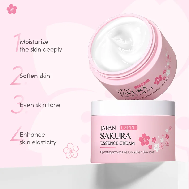 LAIKOU Sakura Essence Face Cream Deeply Moisturize Cherry Blossom Facial Cream Moisturizing Firming Enhance Skin Elasticity