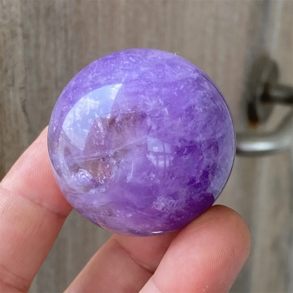 Natural High Quality Amethyst Polished Energy Massage Ball Reiki Healing Stone Sphere Feng Shui Ornaments Home Decoration+Base