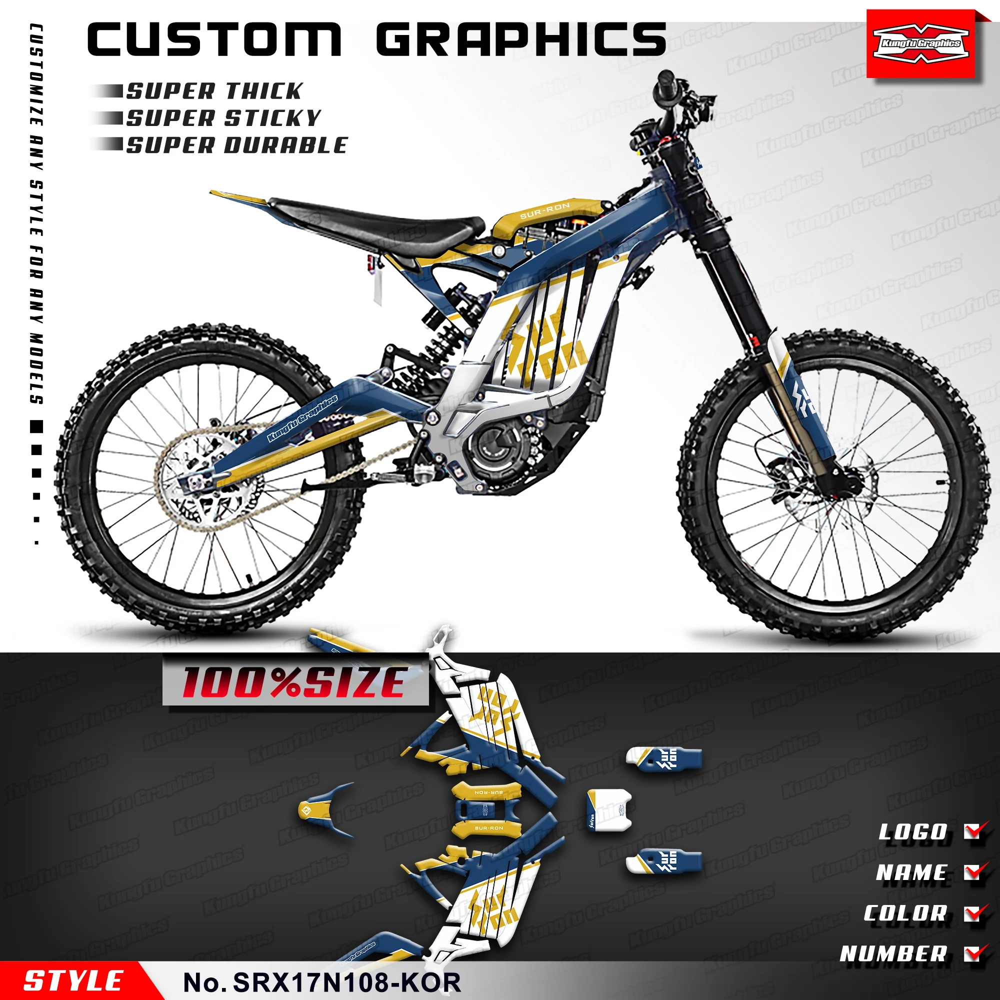 KUNGFU GRAPHICS Custom Graphics Wrap Design for Surron Light Bee X Segway X160 X260, SRX17N108-KOR