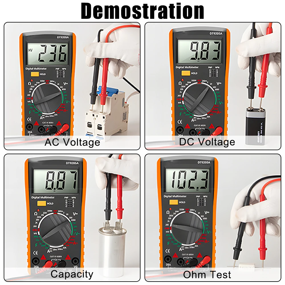 Professional Tester Multimeter DC Multimeter AC With Bazzer Measure Tool HFE Diode Voltage Current Resistance Capacitance