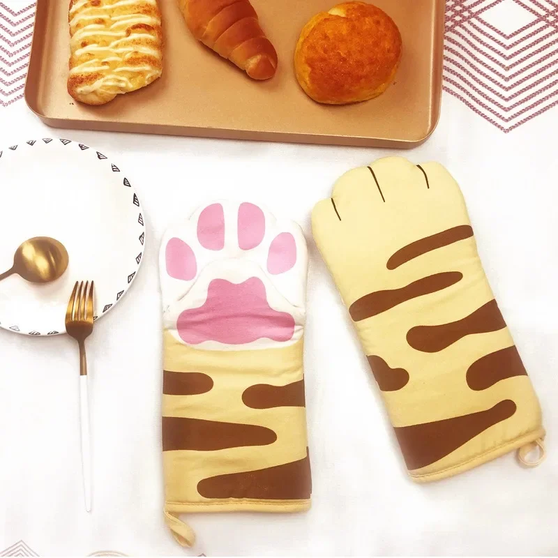 

1pc Cute Cat Paws Oven Mitts Cat Claw Baking Oven Gloves Anti-scald Microwave Heat Resistant Insulation Non-slip Cat Paw Gloves