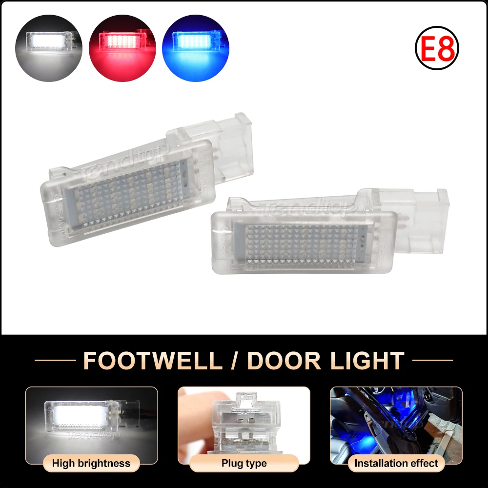 2pcs Car Led Interior Footwell Lights for Volkswagen Tourareg Tiguan Sharan Scirocco Polo Passat Jetta Golf 5 6 Under Door Light