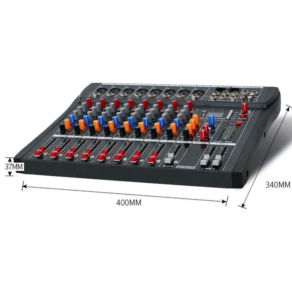 Professional Audio Mixer Bluetooth USB DJ Console 8 Channel Karaoke Live Studio