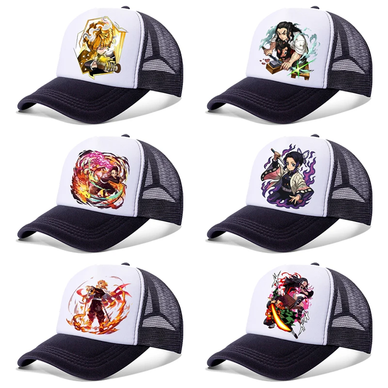 Gorras de Béisbol para Niños y Adultos, Diseño de Anime Demon Slayer Infinity Castle, Gorra de Sol con Estampado de Personajes de Dibujos Animados, Ajustable, con Visera, Regalos de Verano