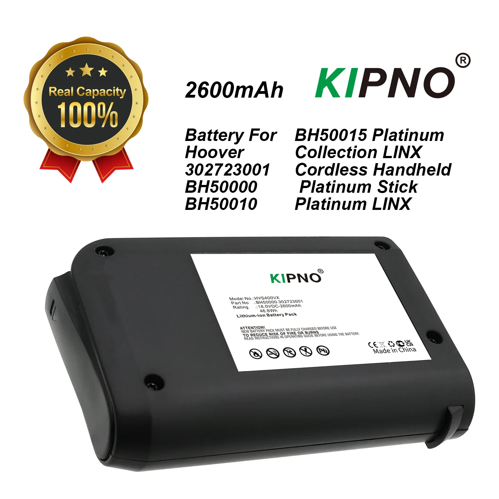 KIPNO Vacuum Battery For Hoover 302723001 BH50000 BH50010 BH50015 Platinum Collection LINX Cordless Handheld Platinum Stick LINX