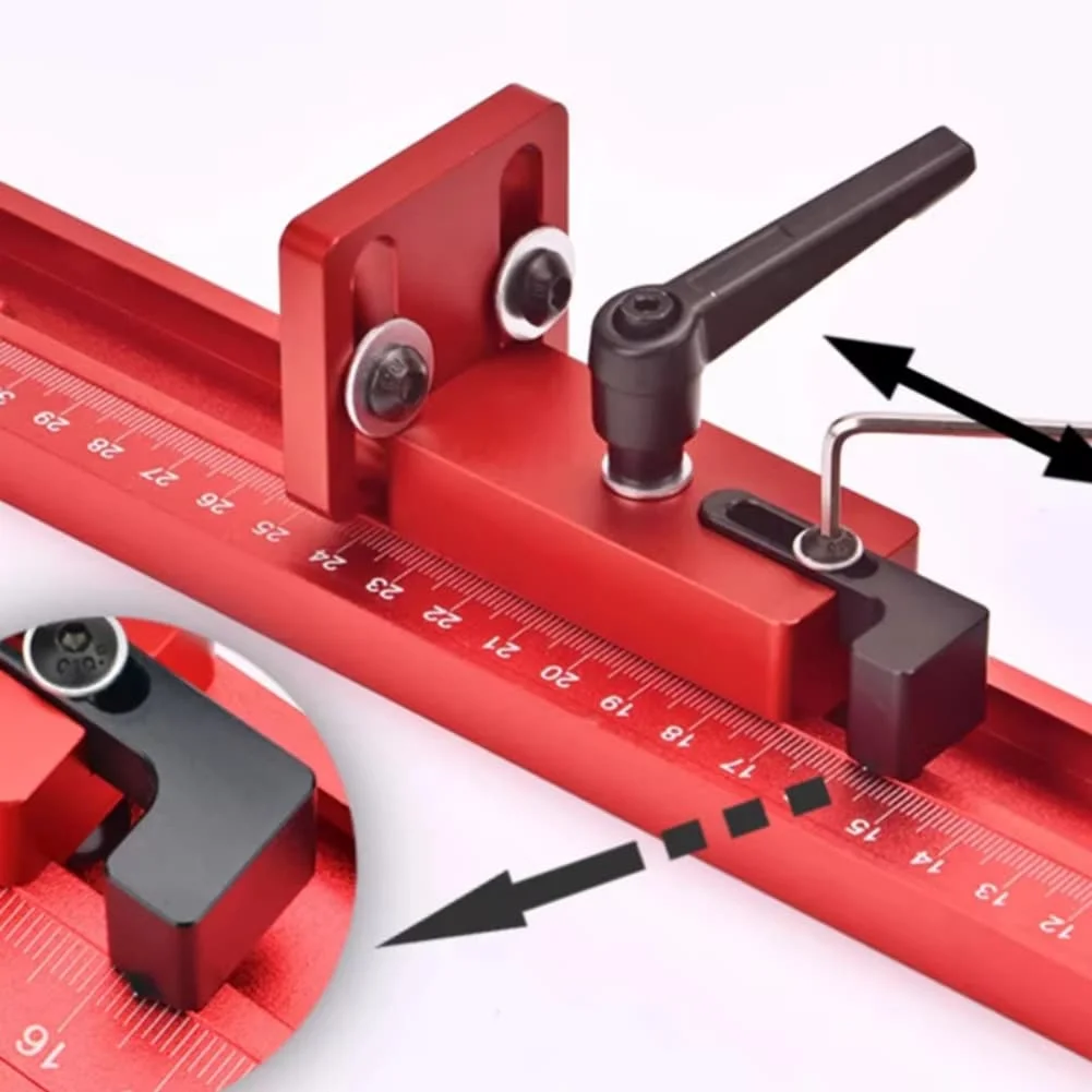 Miter Track Stop Alloy Steel T Slot Stop Accurate Length Limit Device Woodworking Tool Adjustable Fence Flip Stop T Track Stop