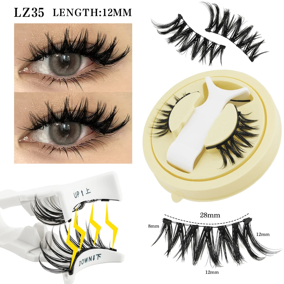 Kit de pestañas magnéticas, 1 par, 3D, visón sintético, suaves, naturales, esponjosas, manga, reutilizables, sin pegamento, banda magnética, herramientas de maquillaje 4