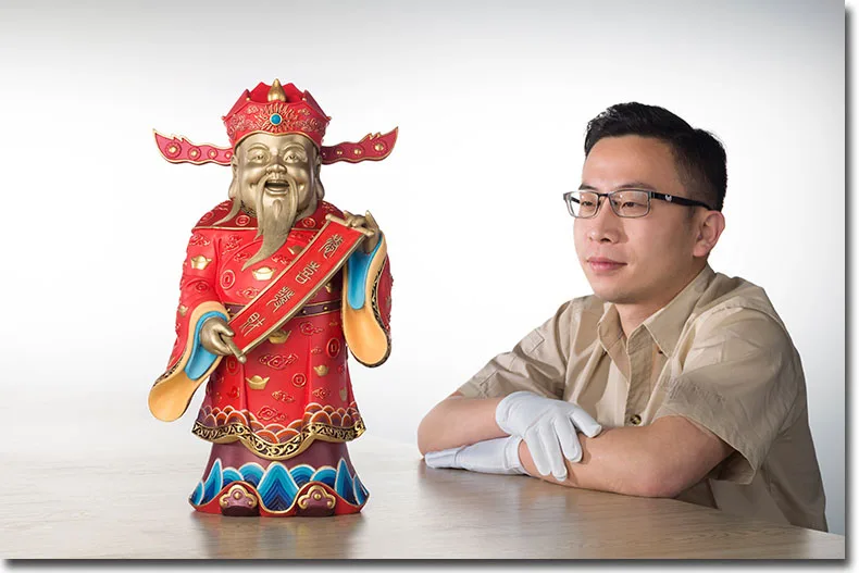 44CM Large Global Limited Edition thriving business Good luck CAI SHEN God of wealth brass Sculpture home office Ornament