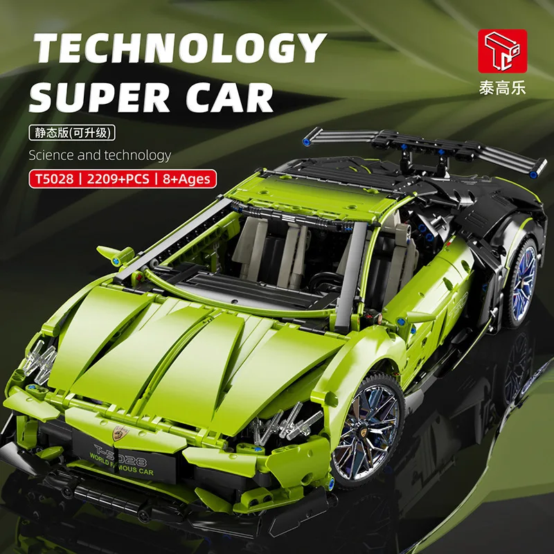 

TGL T5028 Technical Super Sports Car 1:10 Model City Racing Series DIY Creative Toys Building Blocks Gift For Boys 2209Pcs