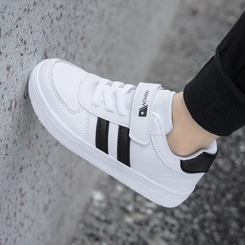 Kinder-Schulsport-Wanderschuhe, modische weiße Freizeit-Sneaker für Jungen und Mädchen, rutschfeste Kinder-Laufschuhe mit weicher Sohle – Detail 8