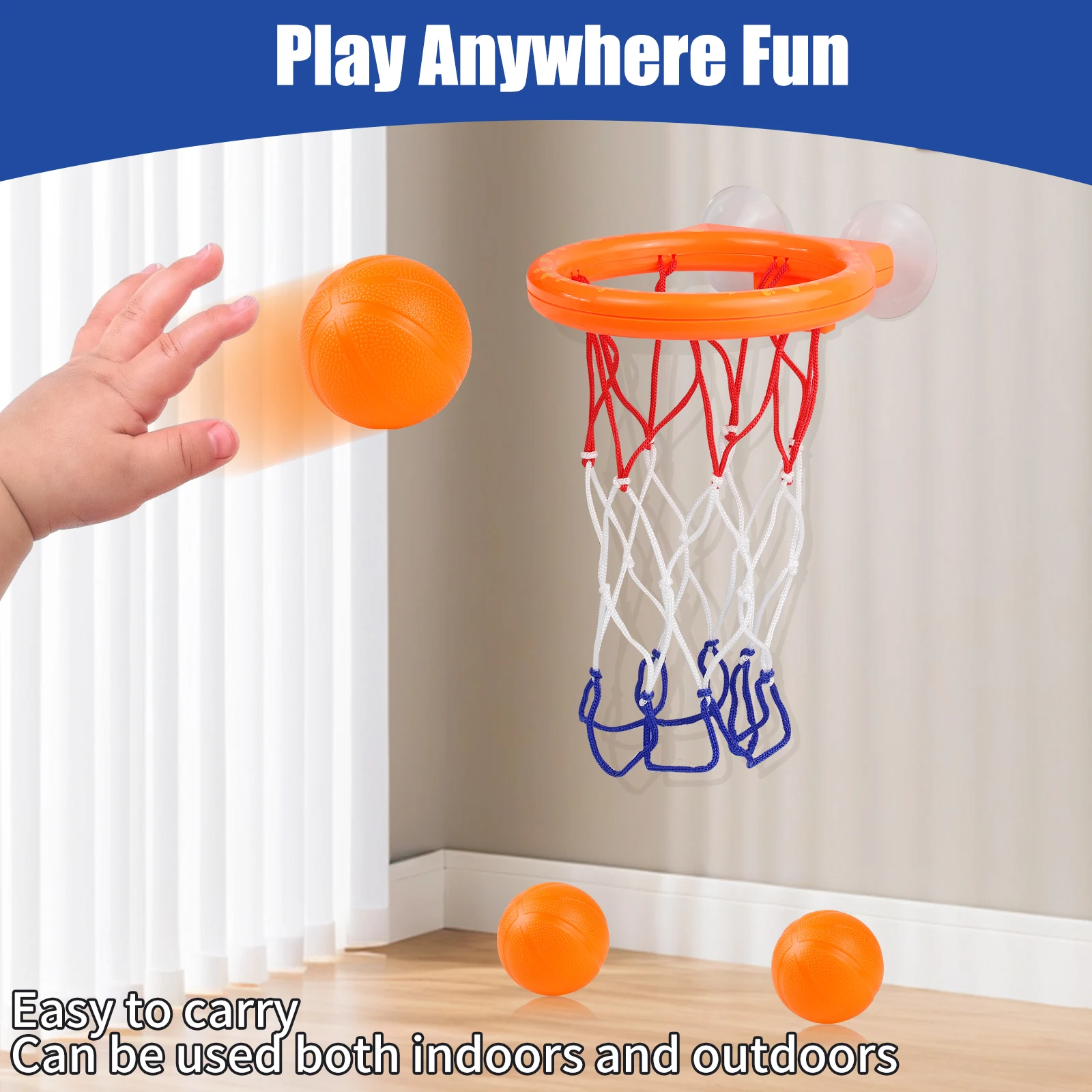 

Bath Toys -mini Bathtub Basketball Hoop for Kids, Suction Cup Basketball Hoop & 3 Balls Set for Boys Girls, Halloween/Christmas