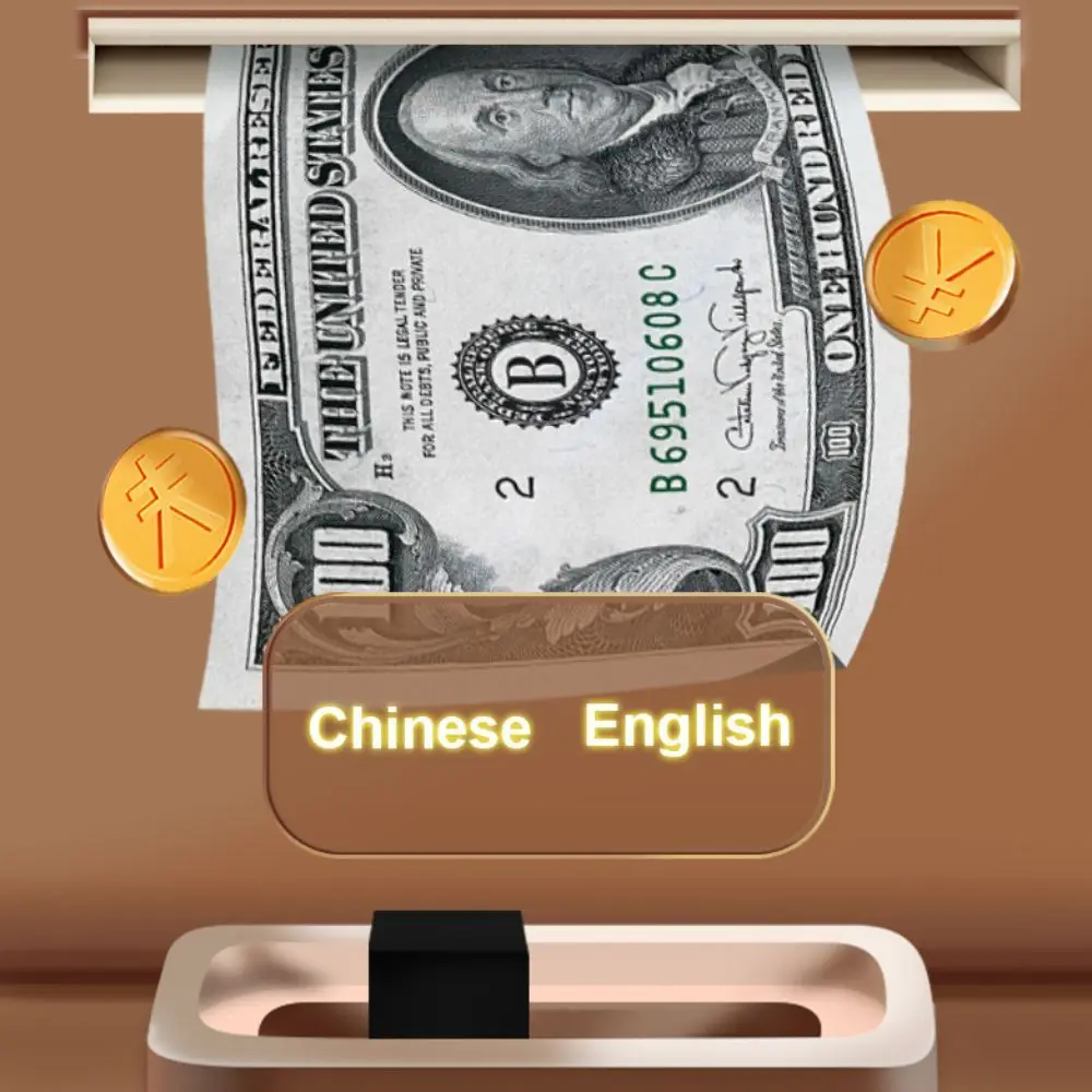 Desenhos animados com música caixa de depósito de dinheiro senha de impressão digital caixa de poupança de dinheiro de plástico bateria atm presente cofrinho