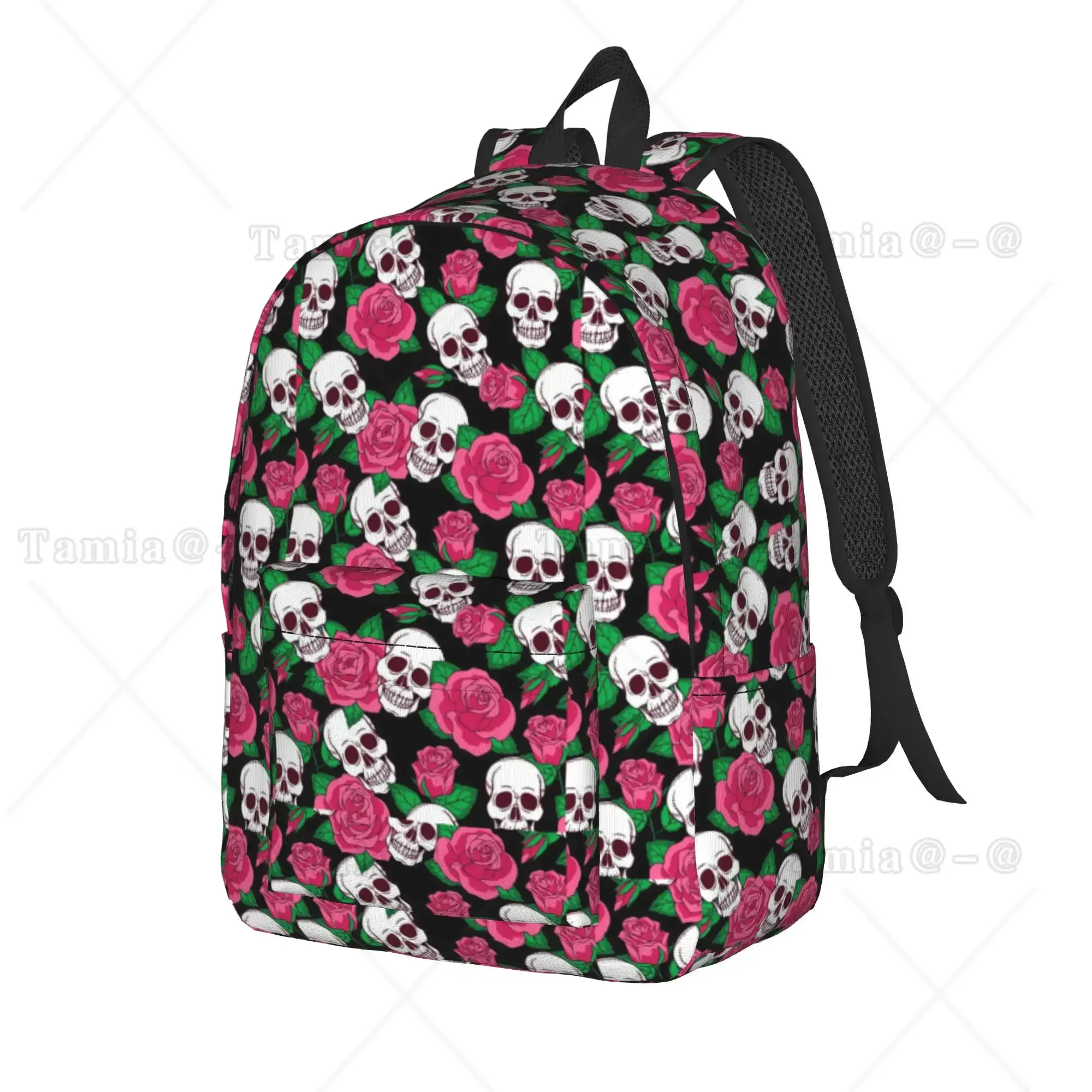 Pink Rose Floral Texture Backpack  Boy Polyester Travel Backpacks Lightweight Style School Bags Rucksack