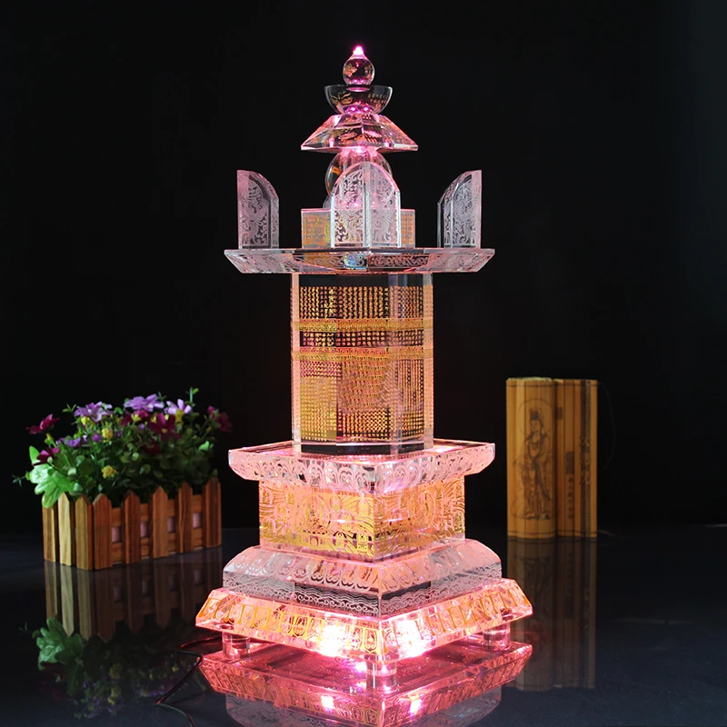 35CM Large Asia Buddhism Sarita stupa Pagoda HOME Sutra Shurangama Mantra talisman buddha dagoba tower crystal pagoda statue
