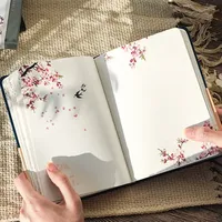 Creative Colorful Page Notebook Chinese Style Hardcover Diary Books Weekly Planner Handbook Color Inside Pattern Students Gift