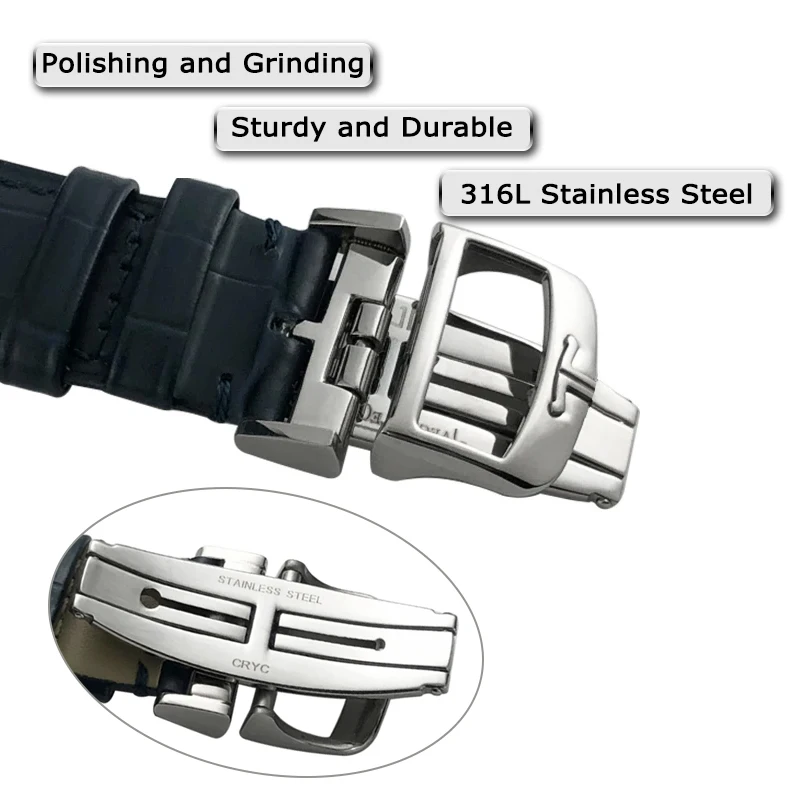 19mm 20mm 21mm 22mm Calf Leather Watchband for Jaeger LeCoultre Master Control Genuine Blue Black Cowhide Curved End Watch Strap