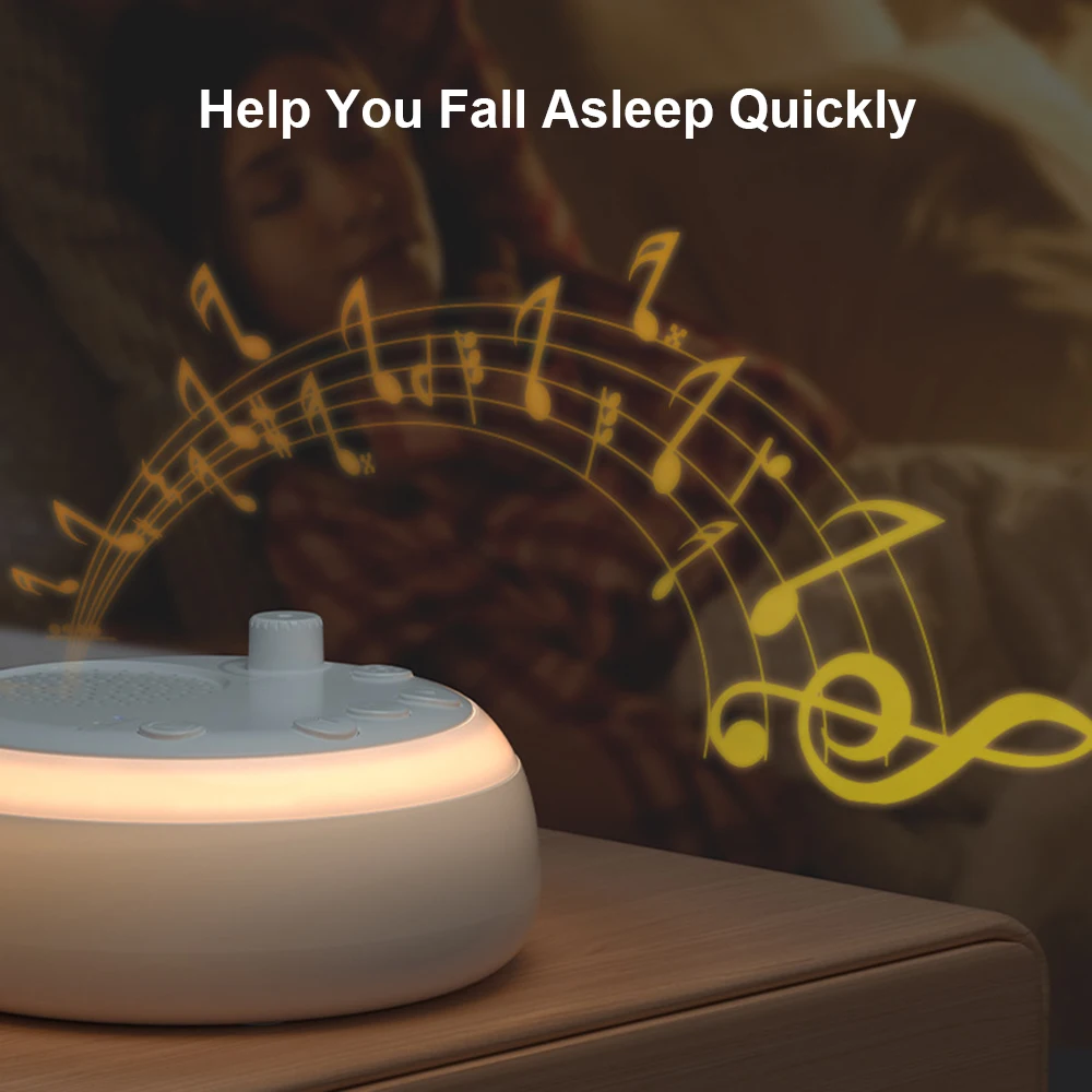 سطح المكتب آلة الضوضاء البيضاء آلة نوم الطفل الصغيرة المدمج في ضوء الليل 16 أصوات مهدئة 15/30/60 دقيقة الموقت مع الحبل USB C