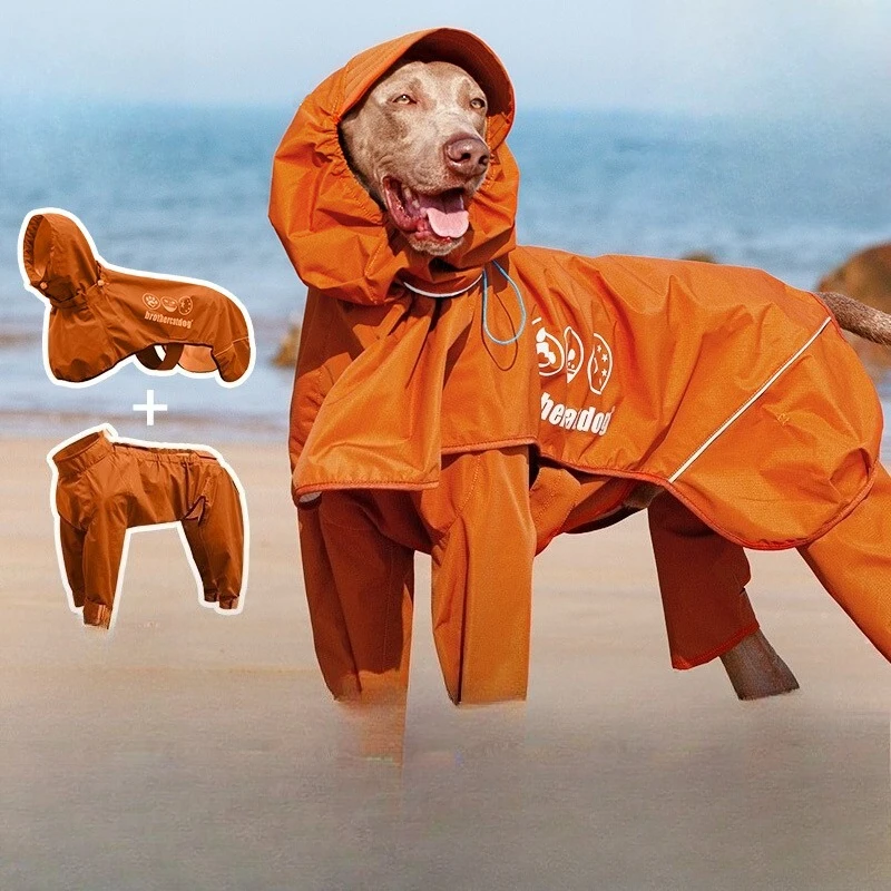 

Dog Raincoat Waterproof Anti-leakage Four-legged Pet Special Poncho Dog Raincoat Split Large Dog Jacket Warm Detachable Clothing