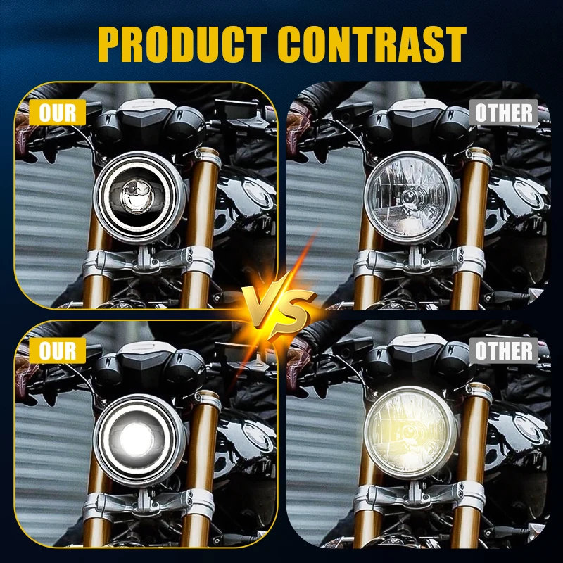 For Honda CB 400 500 1300 Hornet 250 600 900 VTR 250 Moto Car Led 7inch Led Headlight  With Halo Angel Eyes Motorcycle Headlamp