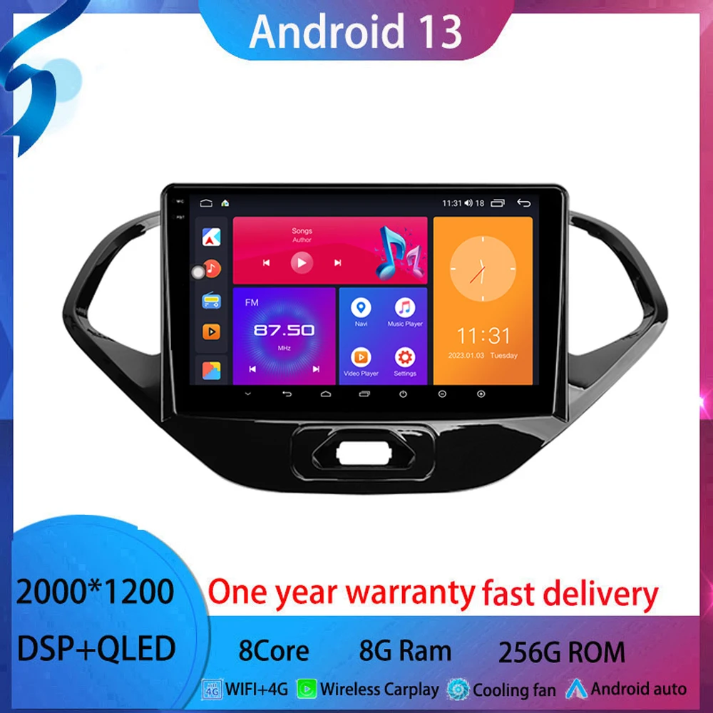 

For Ford Figo 2015-2018 android 13 Car Radio Multimedia Video Player Navigation stereo GPS WIFI+4G QLED screen BT Carplay