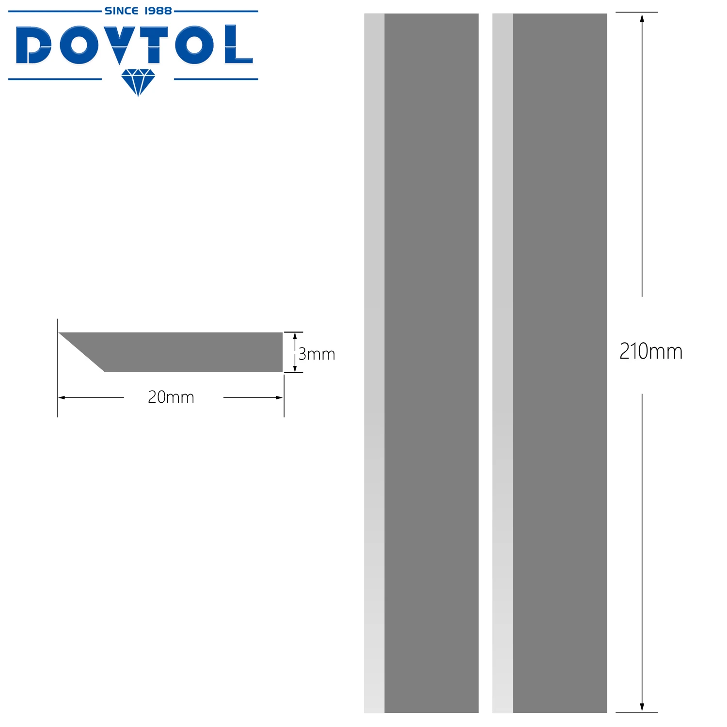 Cuchillas cepilladoras HSS de 210x20x3 mm, repuesto de 3 piezas para cuchillas cepilladoras industriales y de unión o todas las cepilladoras de 210