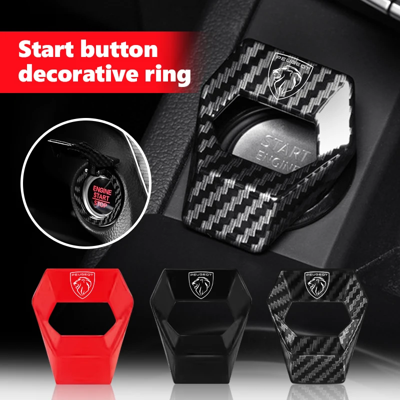 Car One-Click Engine Start Stop Switch Button Cover Protector Ring Decorative Accessories For Peugeot 208 3008 4008 308 2008 207