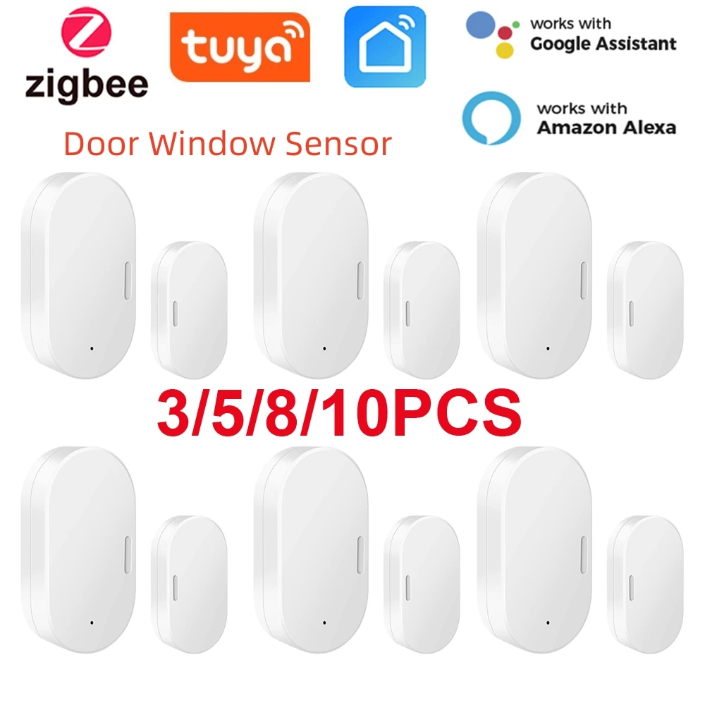 Tuya Zigbee Door And Window Magnetic Sensor Wireless Door Detector Open Entry Smart Security Alarms Compatible With Alexa Google