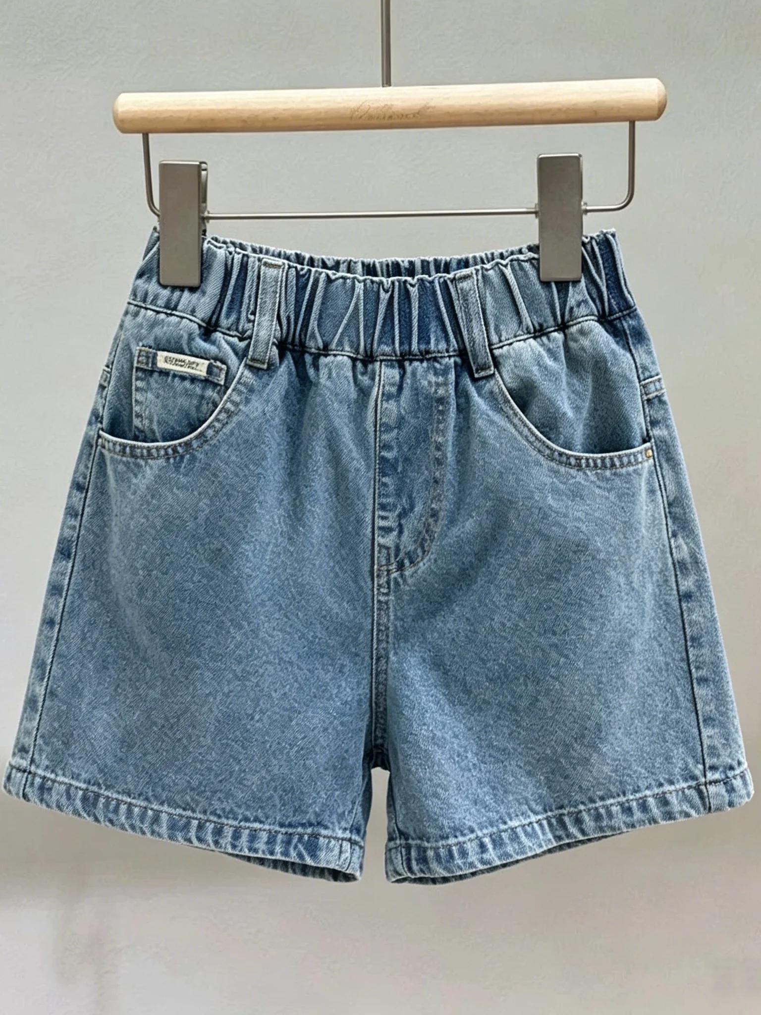 ler-kids-brand-shorts-in-denim-lavato-casual-da-bambina-a-gamba-larga-in-cotone-colore-naturale-primavera-autunno-senza-intercapedine