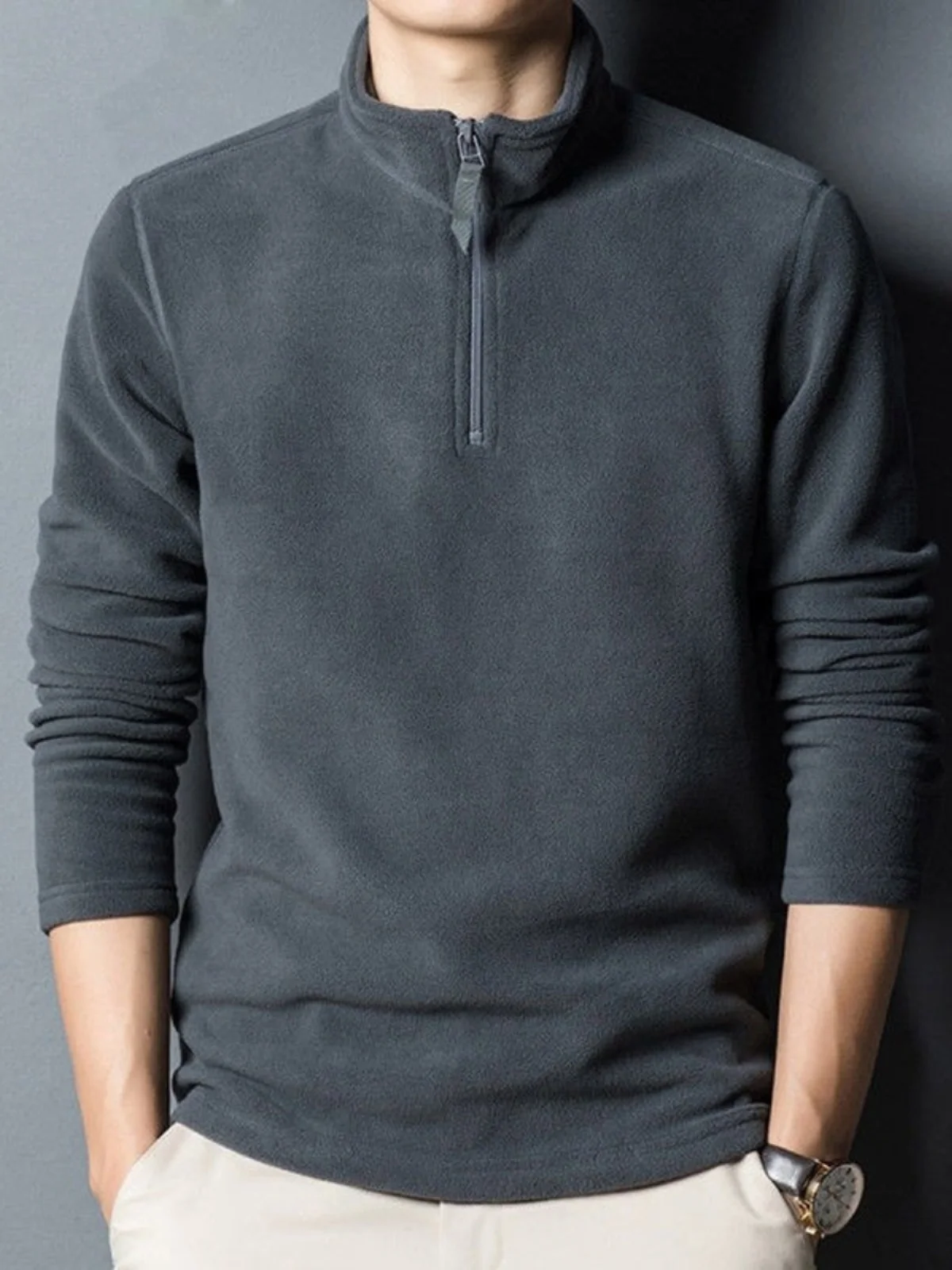 

Мужская утепленная толстовка на флисе с воротником-стойкой, повседневная, молодежная, свободного кроя, на молнии, весна-осень-зима