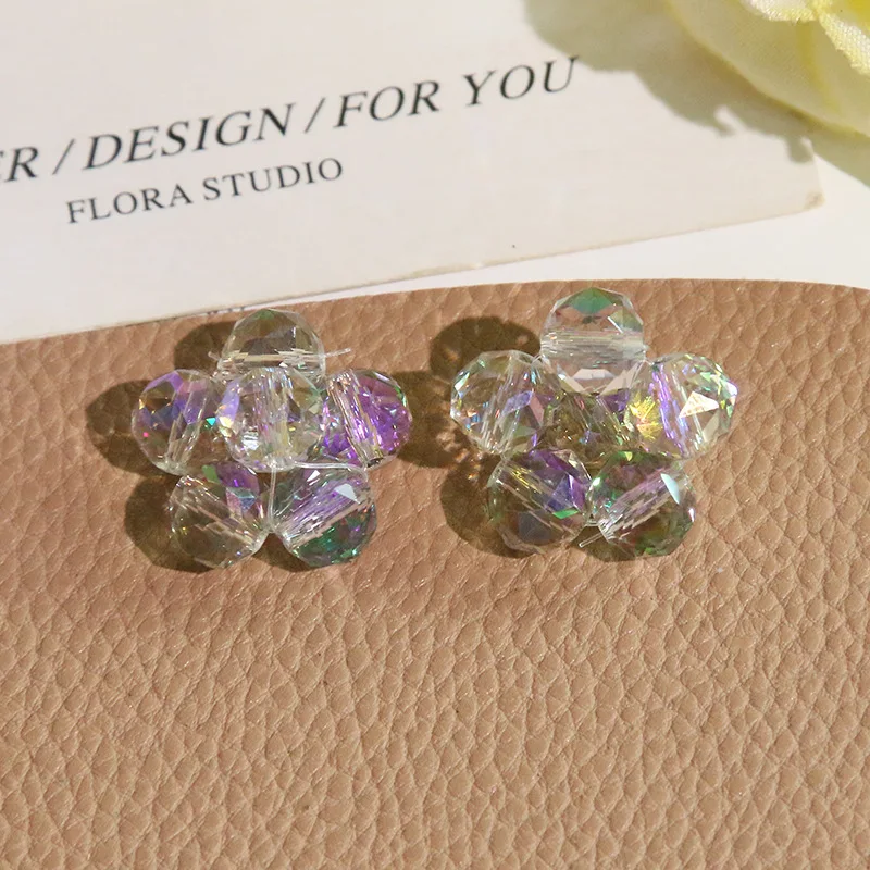 Sandal Charms 1 Piece Iridescent Beaded Five Petal Flower Handcrafted DIY Versatile Decor for Clear Crystal Clog Shoes